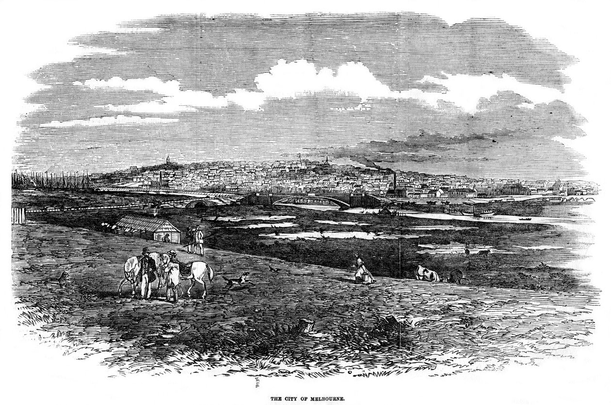 La città di Melbourne, Australia, 1855 da Unbekannt