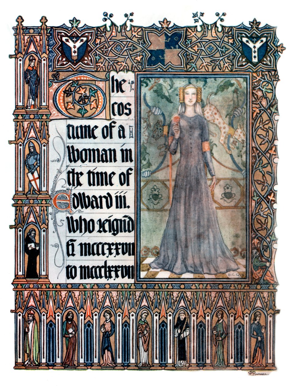 Il costume di una donna nel regno di Edoardo III, 1909 da Unbekannt