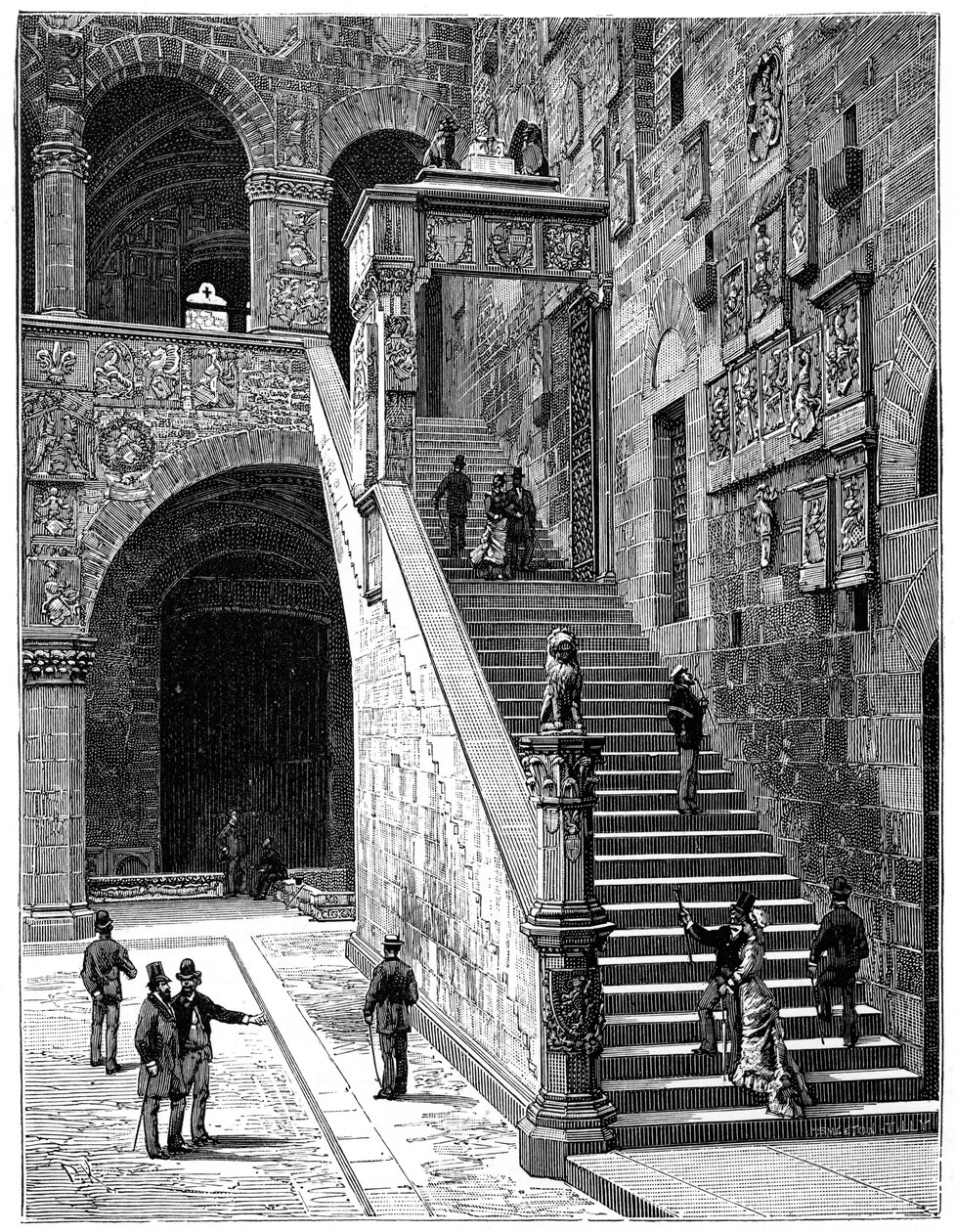 Il cortile del Bargello, Firenze, Italia, 1882 da Unbekannt