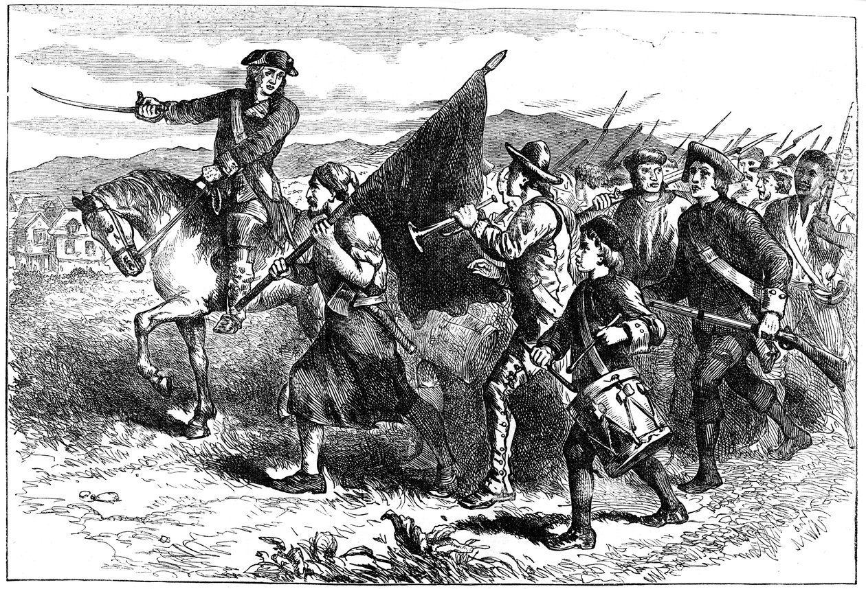 La folla a Springfield con la bandiera nera, c1776-1781 c1880 da Unbekannt