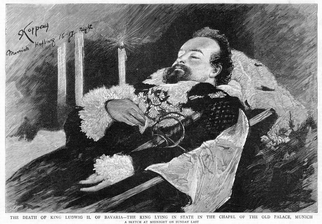 La morte del re Ludwig II di Baviera da Unbekannt