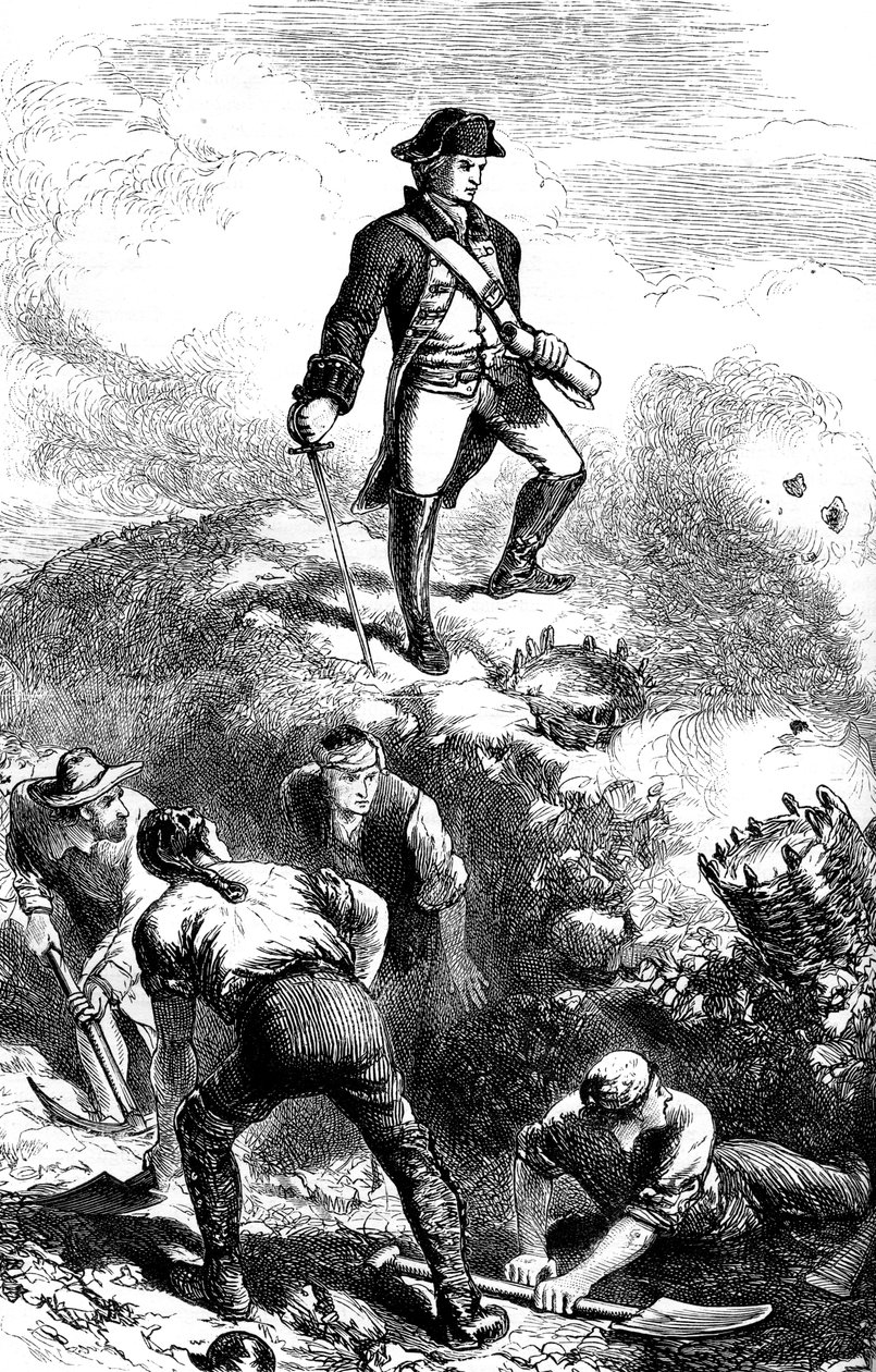 La difesa di Breeds Hill, Prescott nel ridotto, 1775 c1880 da Unbekannt