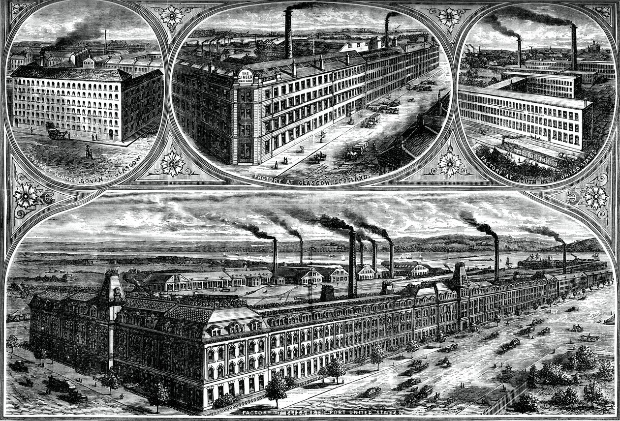 Le fabbriche della Singer Manufacturing Company, c1880 da Unbekannt