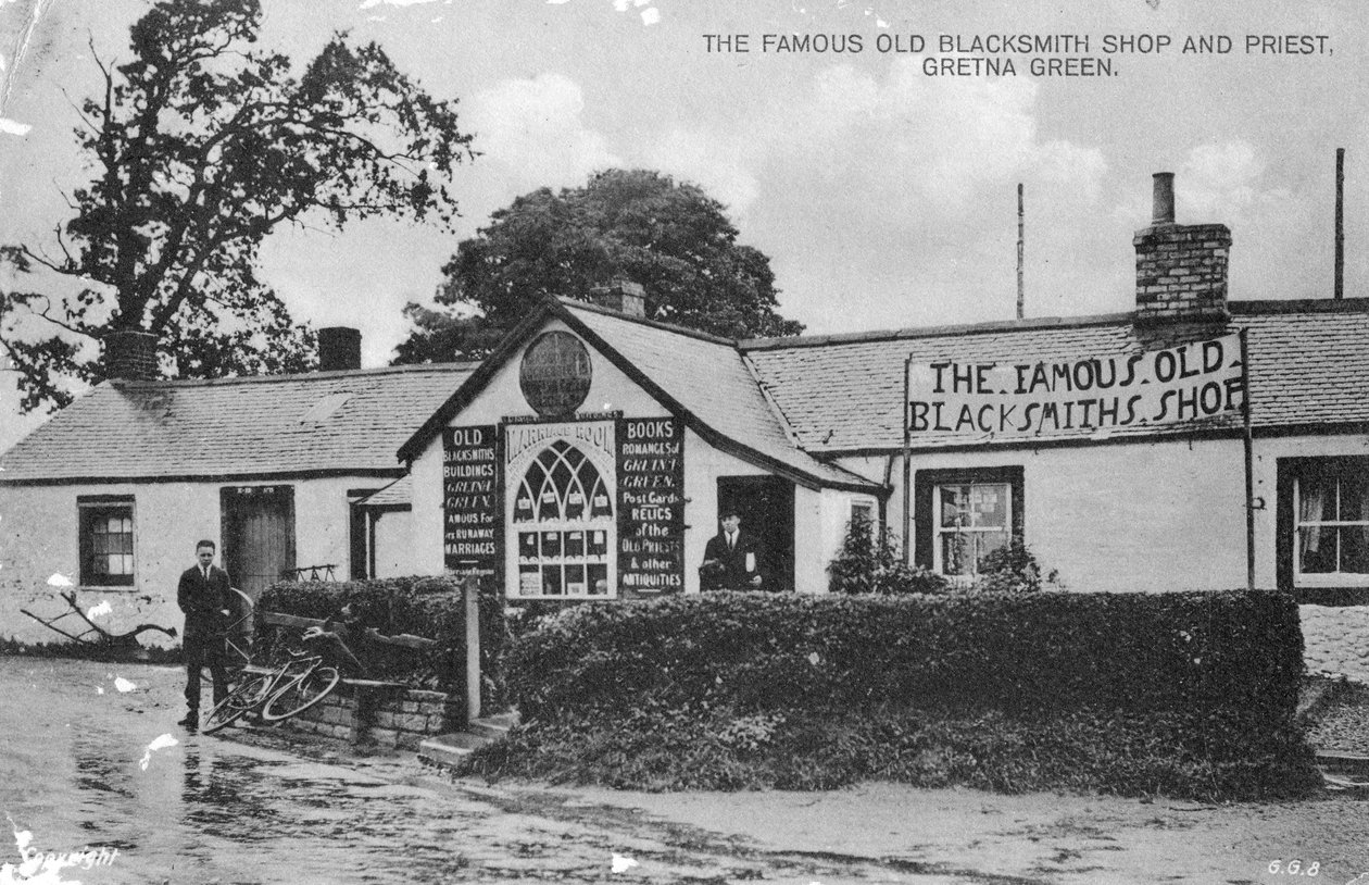La famosa vecchia bottega del fabbro, Gretna Green, Dumfriesshire, Scozia da Unbekannt