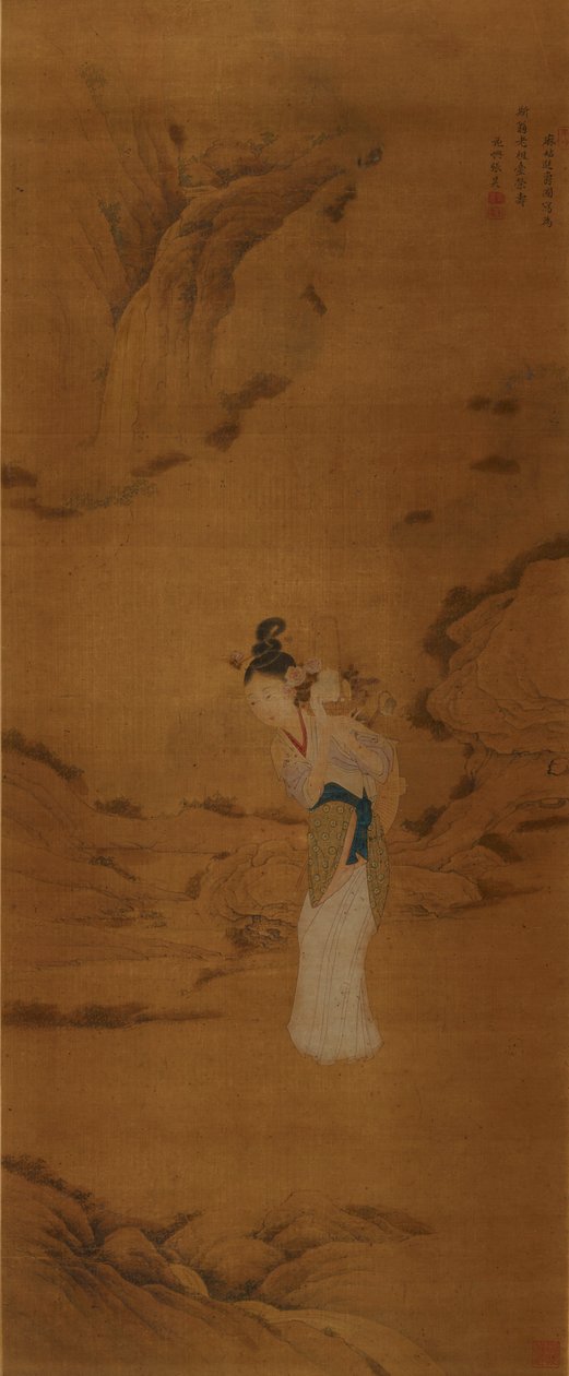 La dea Magu con un cesto di fiori, Dinastia Qing 1645-1911 da Unbekannt