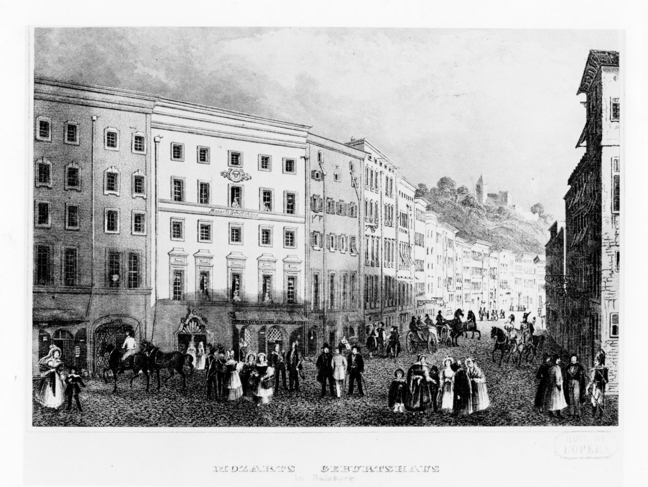 La casa a Salisburgo in cui nacque Mozart nel 1791, metà XIX secolo da Unbekannt