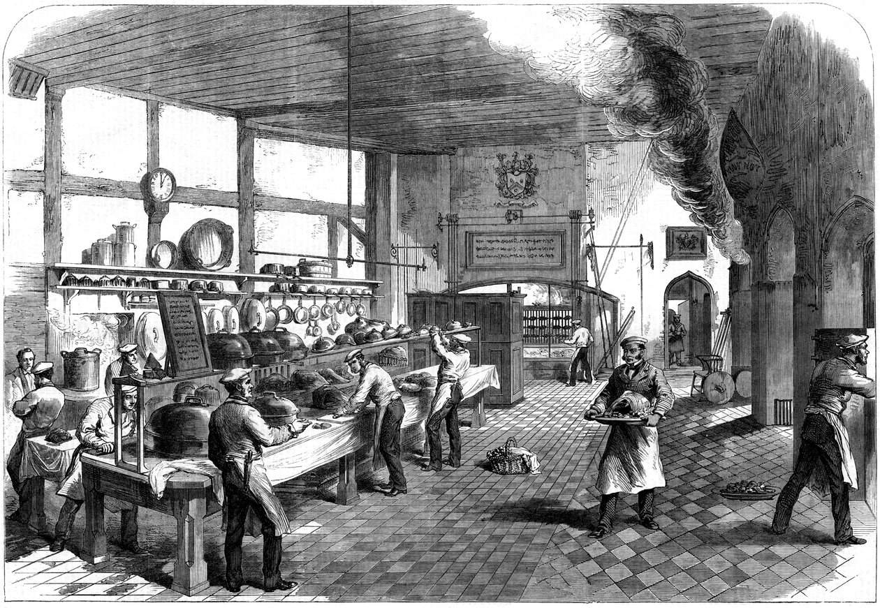 La cucina alla Charterhouse School, Godalming, Surrey, 1867 da Unbekannt