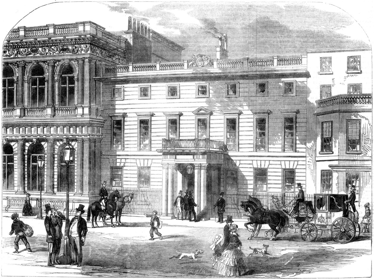 Il nuovo ufficio del dipartimento della guerra, Buckingham House, Pall Mall, Londra, 1855 da Unbekannt