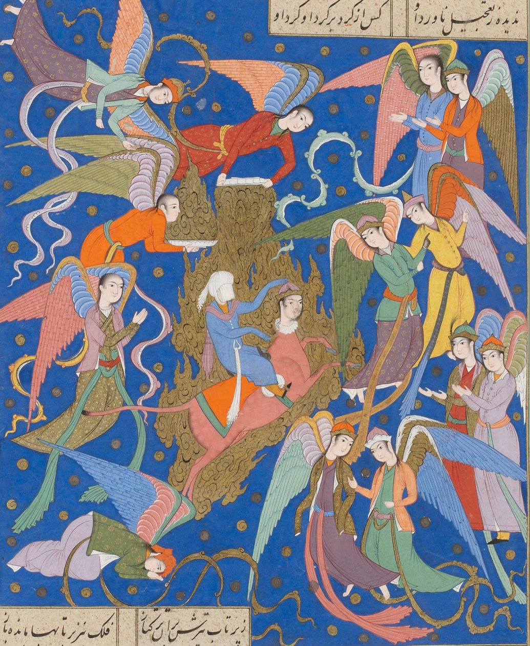 Il viaggio notturno del Profeta. Da un manoscritto del Khamsa di Nizami, c. 1620 da Unbekannt