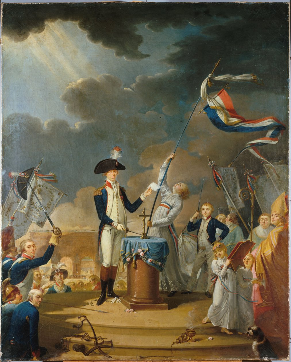 Il giuramento di La Fayette alla Festa della Federazione, 14 luglio 1790, 1791 da Unbekannt