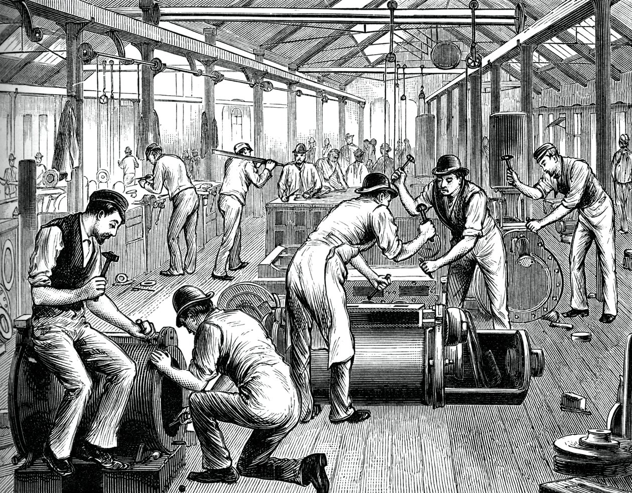 La bottega delle pompe in una fabbrica della Cornovaglia, c1880 da Unbekannt