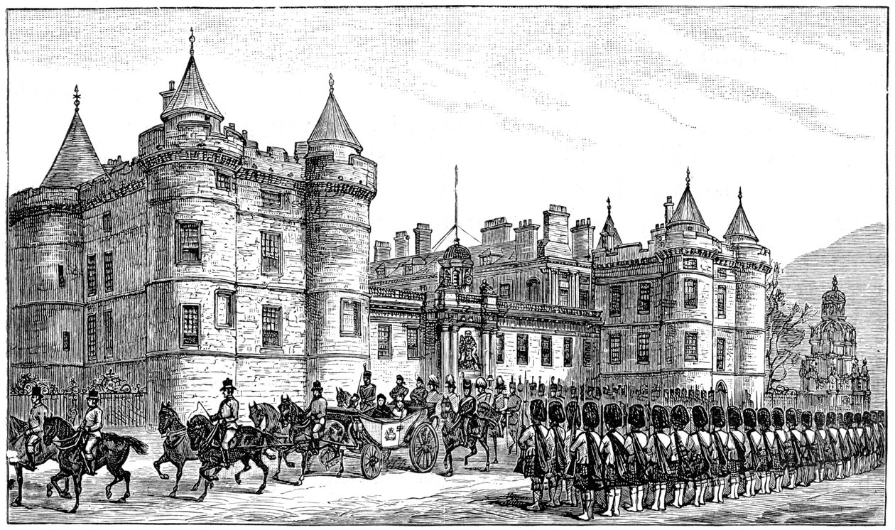 La regina che lascia il Palazzo di Holyrood, Edimburgo, 1886, 1900 da Unbekannt