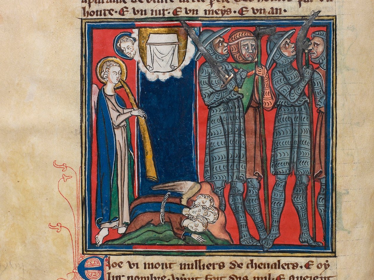 Il sesto angelo suonò la sua tromba... Miniatura da: Apocalisse di San Giovanni, ca 1320 da Unbekannt
