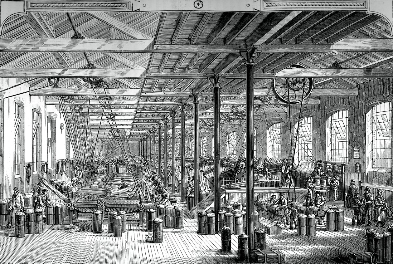 La sala di filatura nelle opere di corda di Shadwell, c1880 da Unbekannt