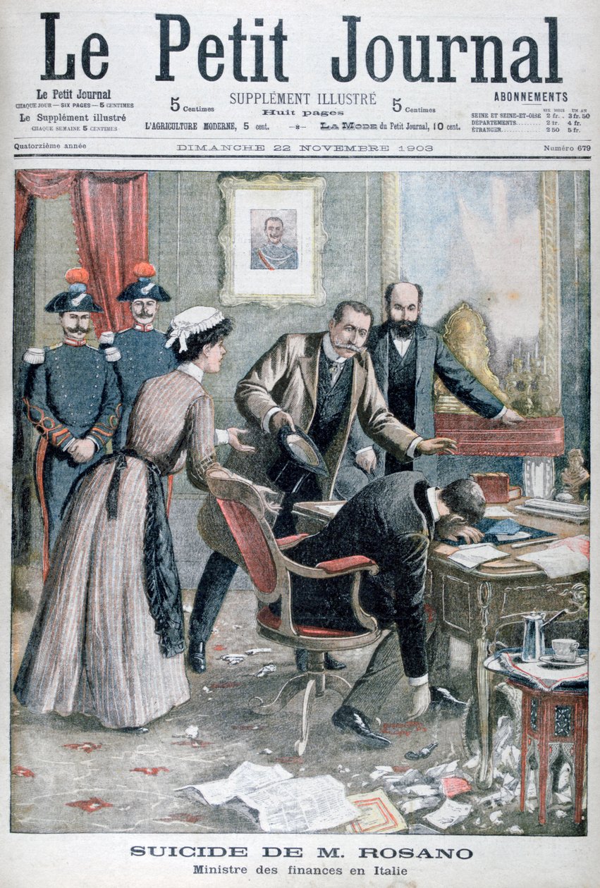 Il suicidio del signor Rosano, Ministro delle Finanze italiano, Napoli, 1903 da Unbekannt