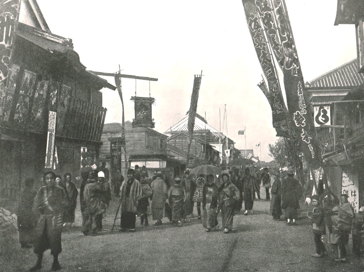Via del teatro, Yokohama, Giappone, 1895 da Unbekannt