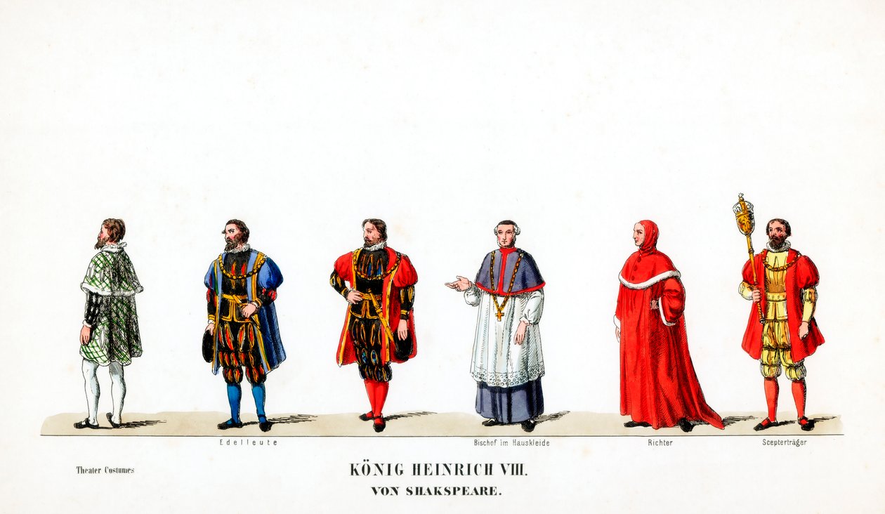 Costumi teatrali per il dramma di Shakespeare, Enrico VIII, XIX secolo da Unbekannt