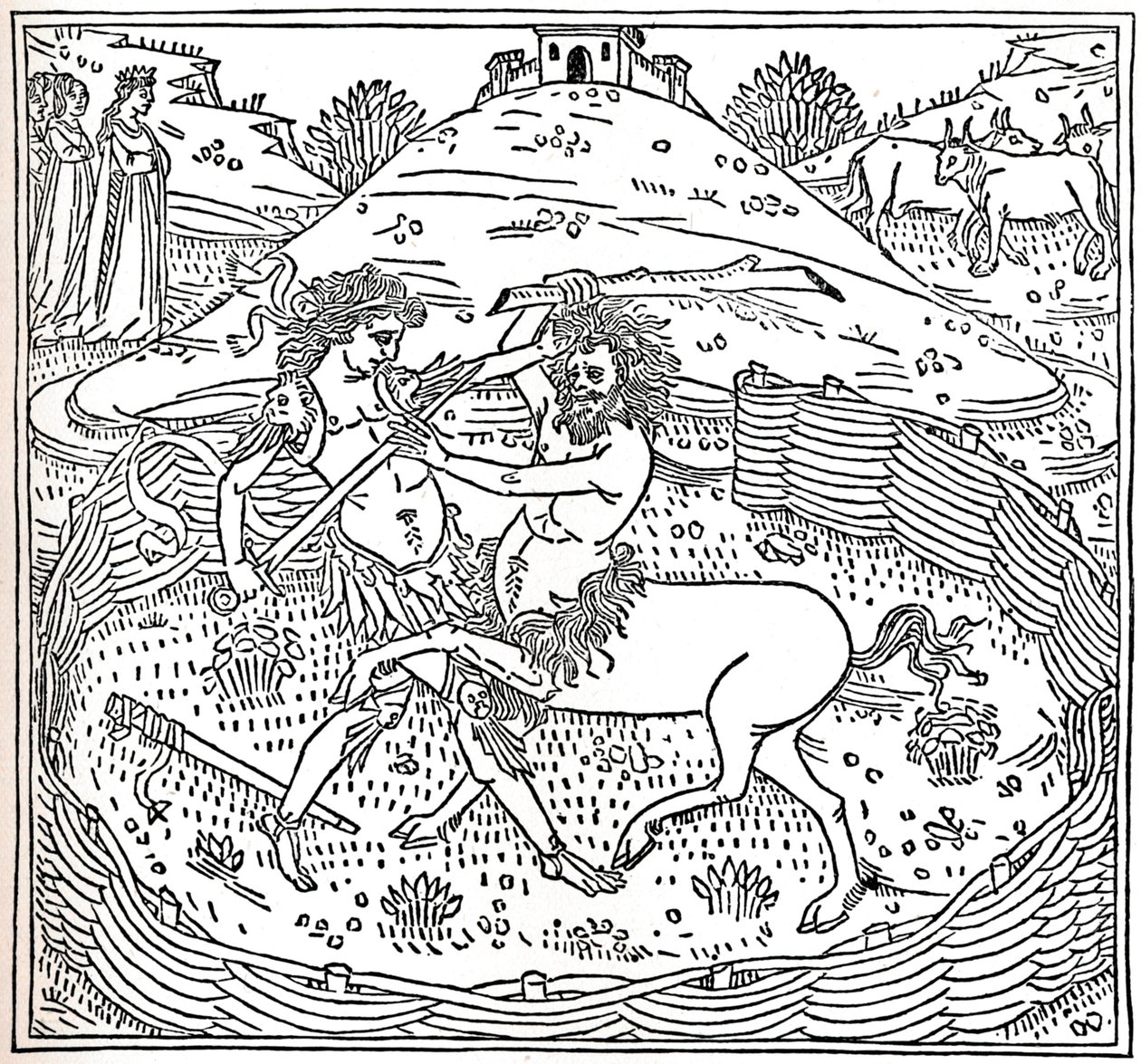 Teseo e il Centauro, Plutarco: Vitae Parallelae, 1491, 1917 da Unbekannt