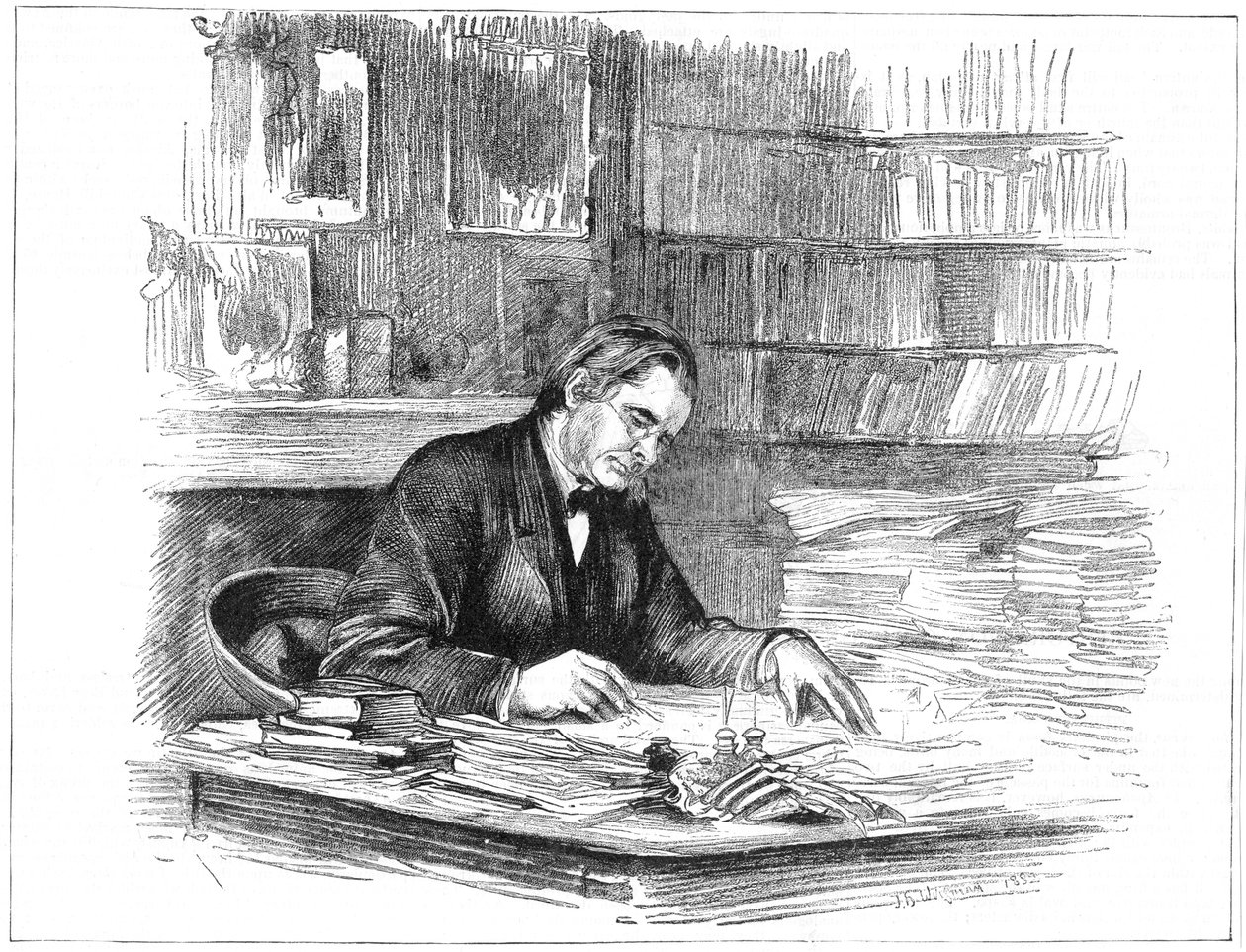 Thomas Henry Huxley, biologo britannico, alla sua scrivania nel 1882 da Unbekannt