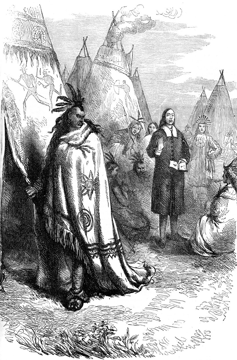 Thomas Mayhew e il sachem dei Narragansett, XVII secolo c1880 da Unbekannt