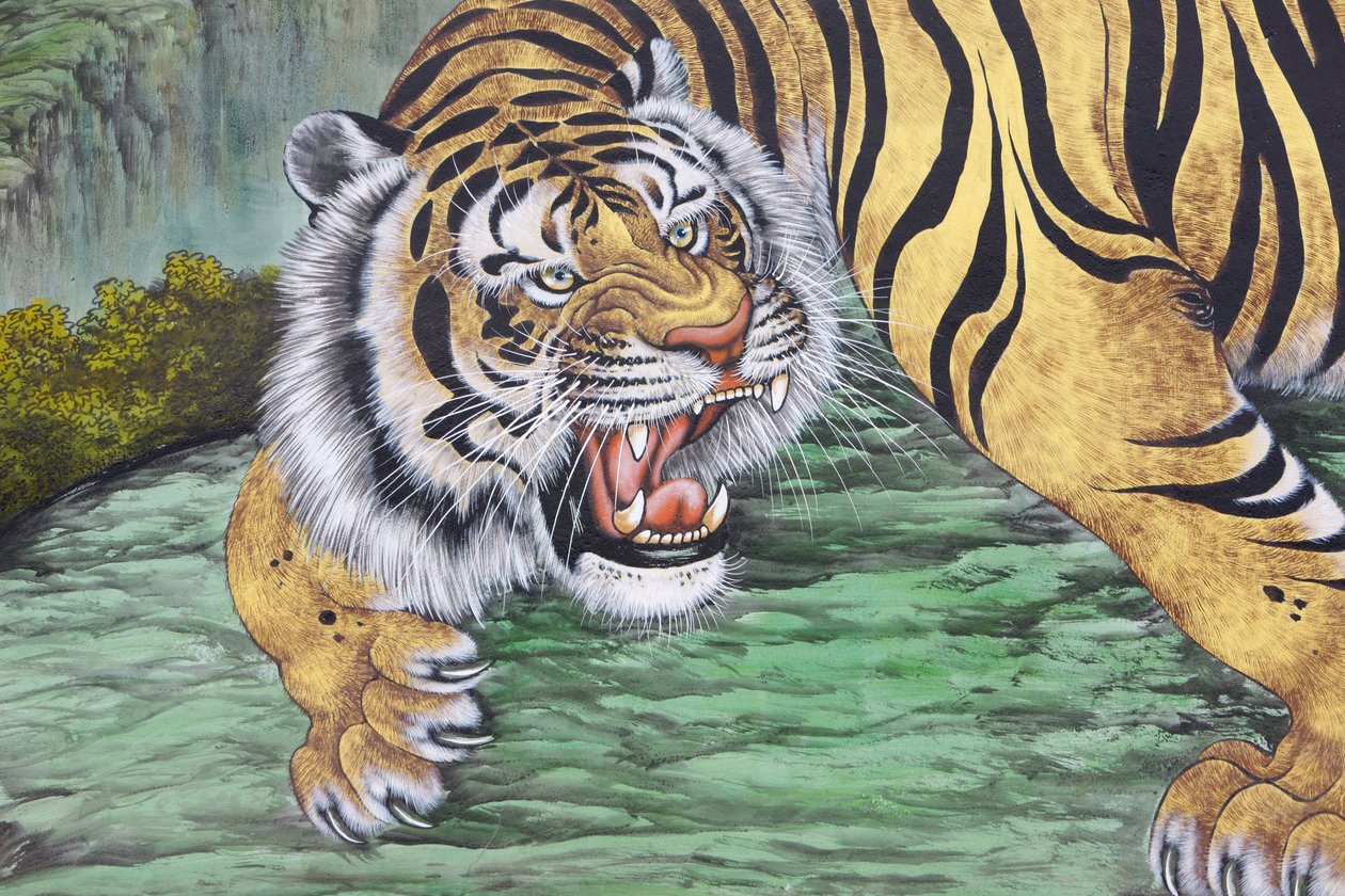 Dipinto di una tigre nel tempio di Bongeunsa, Seoul, Corea del Sud da Unbekannt