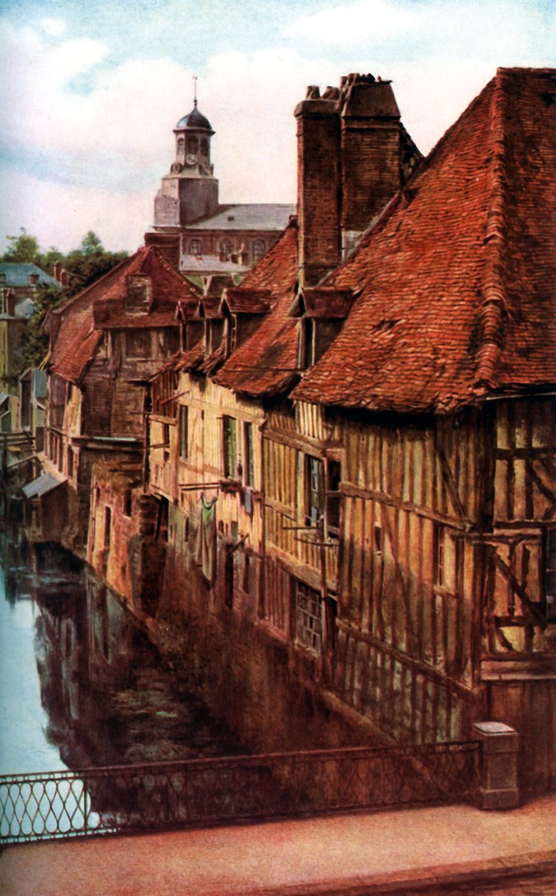 Case di legno presso il Pont de Caen a Caudebec-en-Caux, Normandia, Francia, c1930 da Unbekannt
