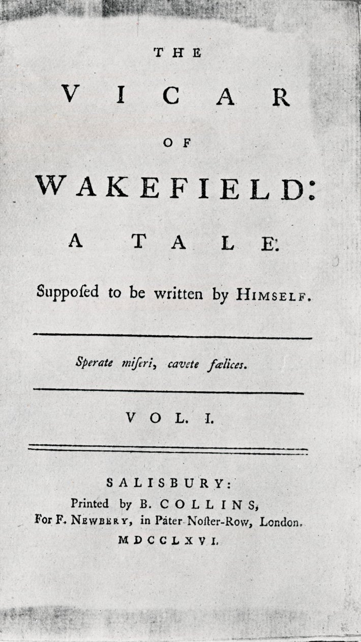 Pagina del Titolo di Il Vicario di Wakefield, 1766 da Unbekannt