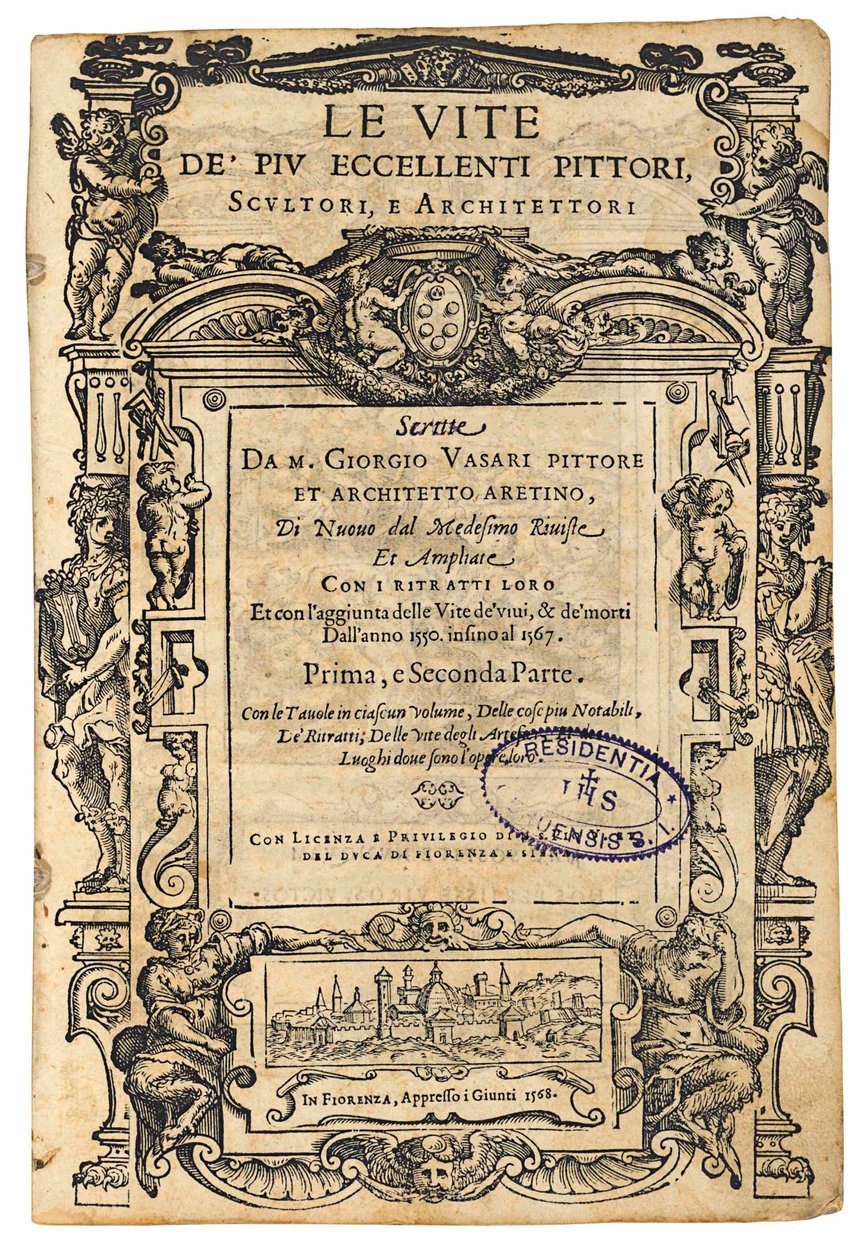 Pagina del titolo da: Giorgio Vasari, Le vite dei più eccellenti pittori, scultori italiani da Unbekannt