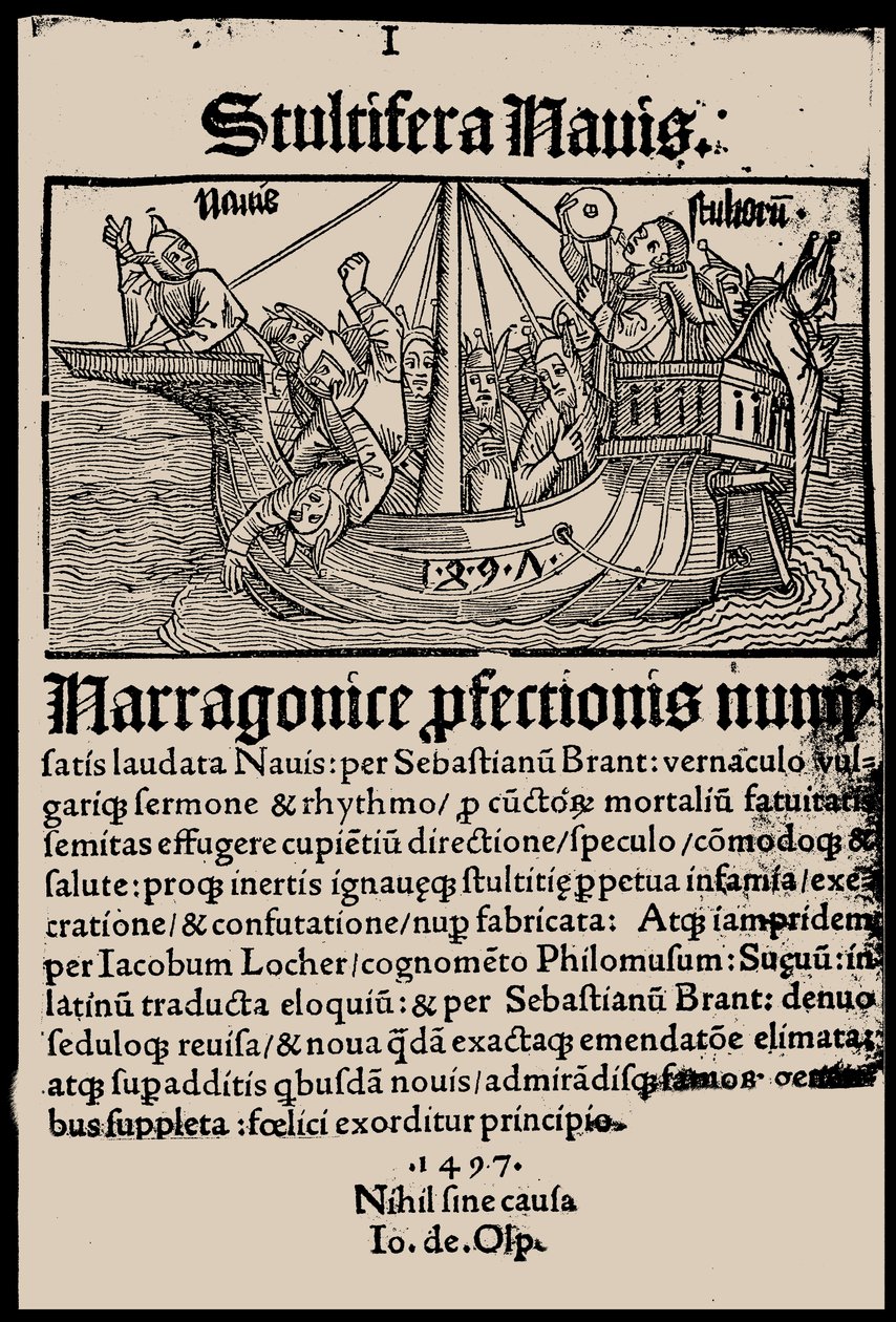 Pagina del titolo del libro La nave dei folli di Sebastian Brant da Unbekannt