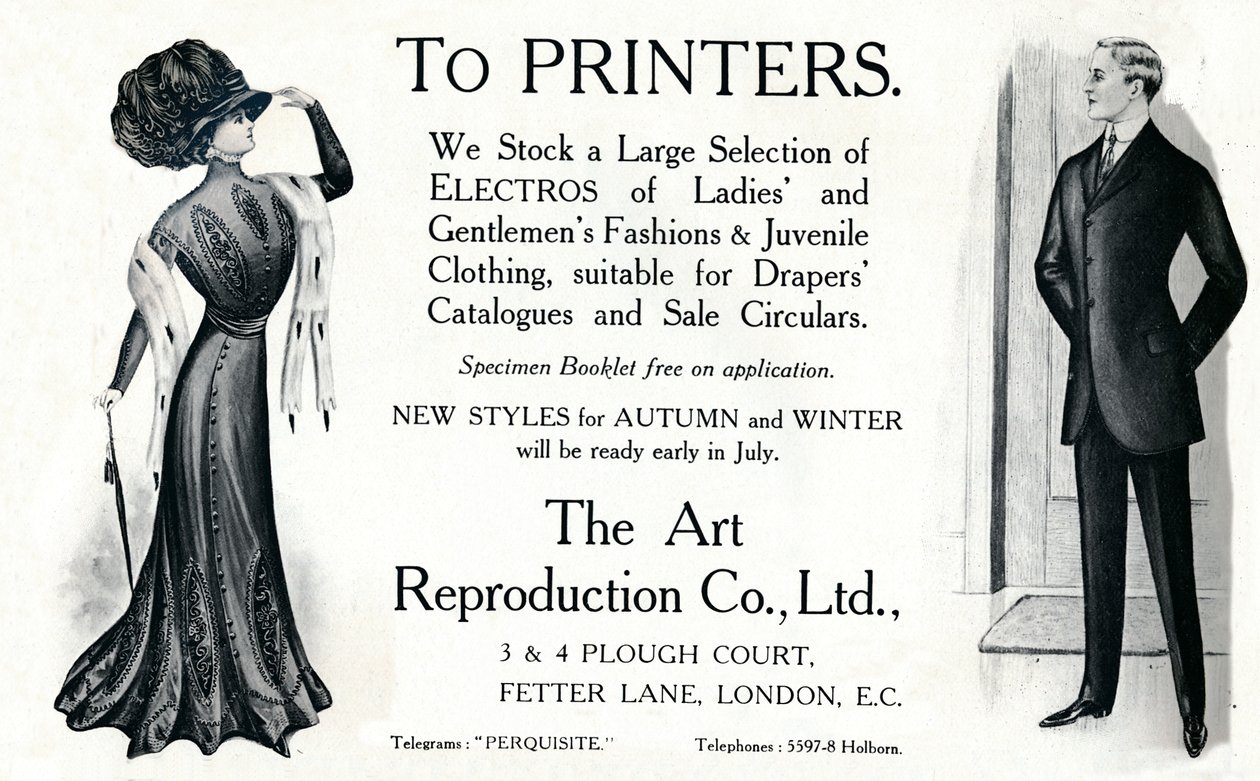 Ai tipografi - Pubblicità della Art Reproduction Co., Ltd, 1909 da Unbekannt