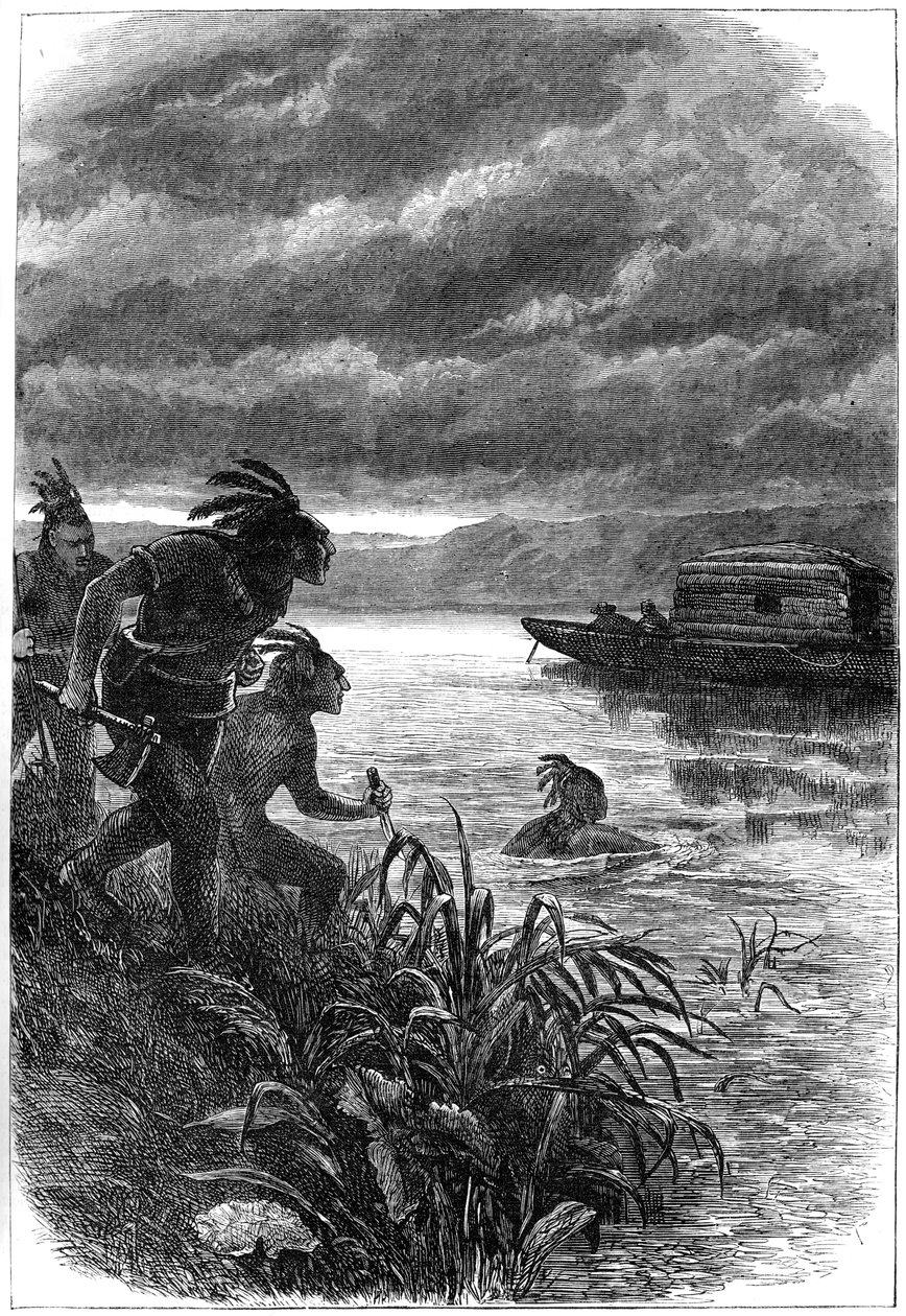 Commercianti sul fiume Ohio attaccati dai nativi americani, XVIII secolo c1880 da Unbekannt