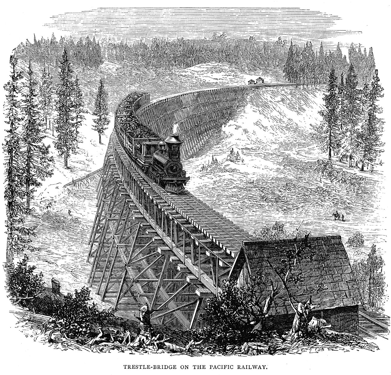 Ponte a Cavalletto sulla Ferrovia Union Pacific, USA, 1876 da Unbekannt