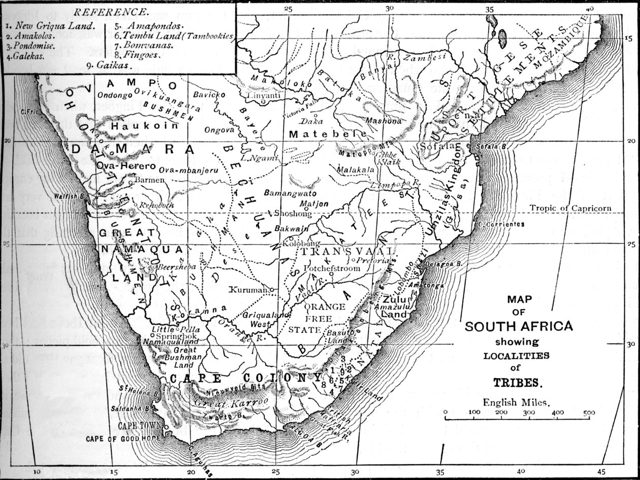 Mappa tribale del Sudafrica, c1880 da Unbekannt
