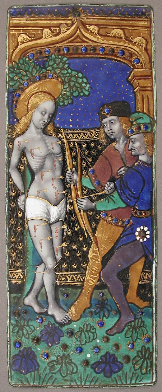 Pannello di trittico con San Sebastiano, francese, XV-XVI secolo da Unbekannt