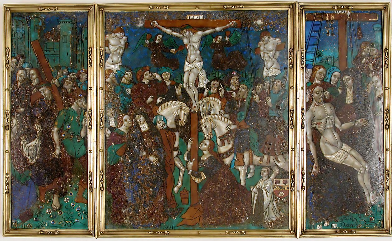 Trittico con La Via al Calvario, Crocifissione e Deposizione dalla Croce, Francese, XVI secolo da Unbekannt