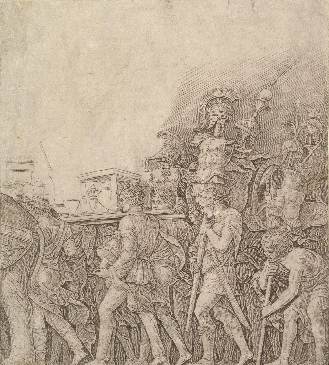 Trionfo di Cesare: Soldati che portano trofei, ca. 1490 da Unbekannt
