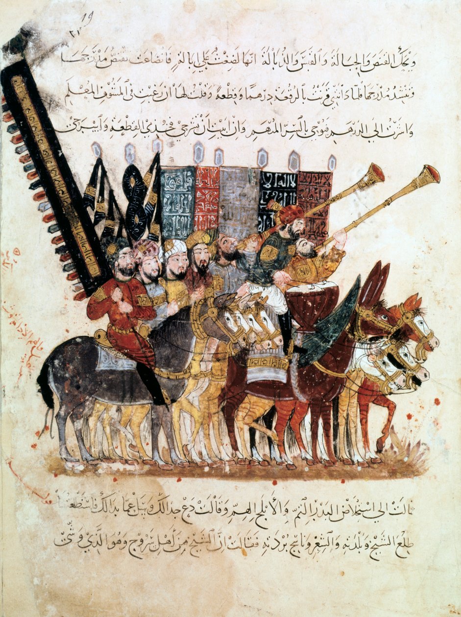 Truppa di cavalieri a una cerimonia religiosa, c1240 da Unbekannt