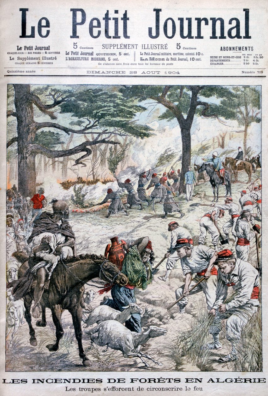 Truppe che cercano di contenere un incendio forestale, Algeria, 1904 da Unbekannt