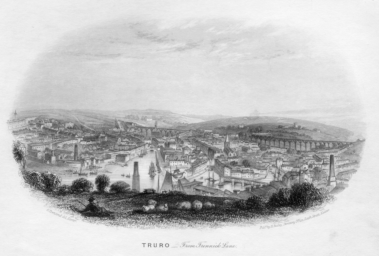 Truro, da Trennick Lane, 1860 da Unbekannt
