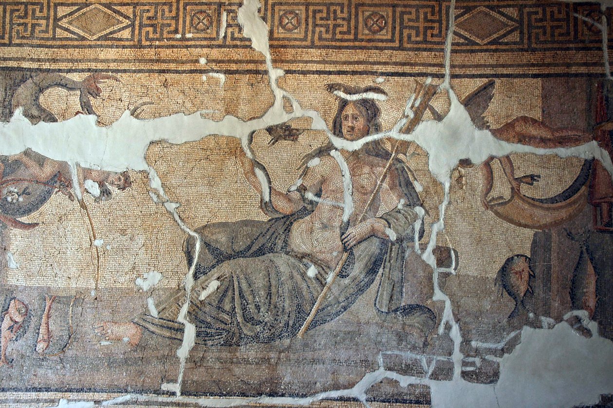 Teti tra i pesci, mosaico da Iskenderum, Turchia da Unbekannt