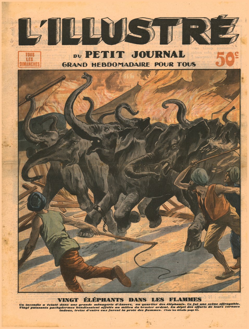 Venti elefanti nelle fiamme, 1932 da Unbekannt