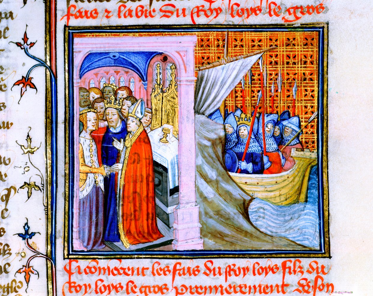 Due scene dalla Chronique de St Denis, fine XIV secolo da Unbekannt