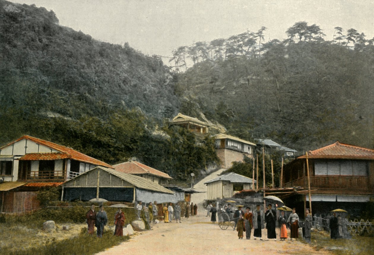 Une Rue A Nunobiki, Pres De Kobe, Una strada a Nunobiki, vicino a Kobe, 1900 da Unbekannt