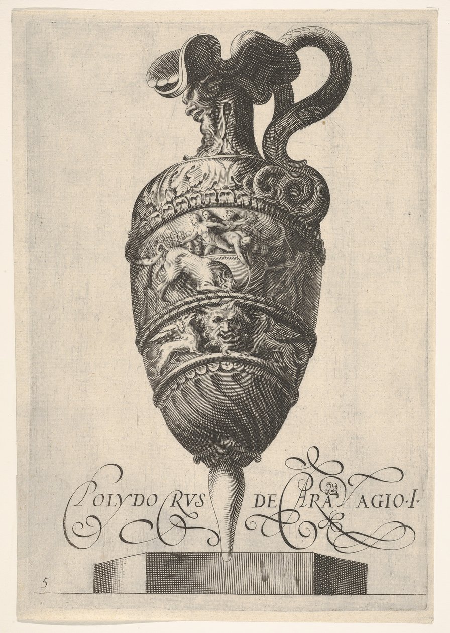 Vaso con maschere grottesche, grifoni e un fregio popolato da un toro e uomini, ca. 1550-1600 da Unbekannt