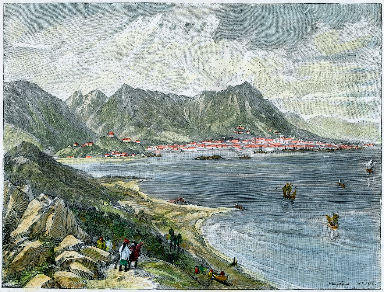 Victoria, Hong Kong, dalla terraferma cinese, c1890 da Unbekannt