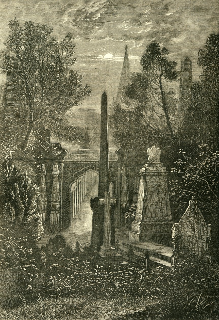 Veduta del cimitero di Highgate, c1876 da Unbekannt