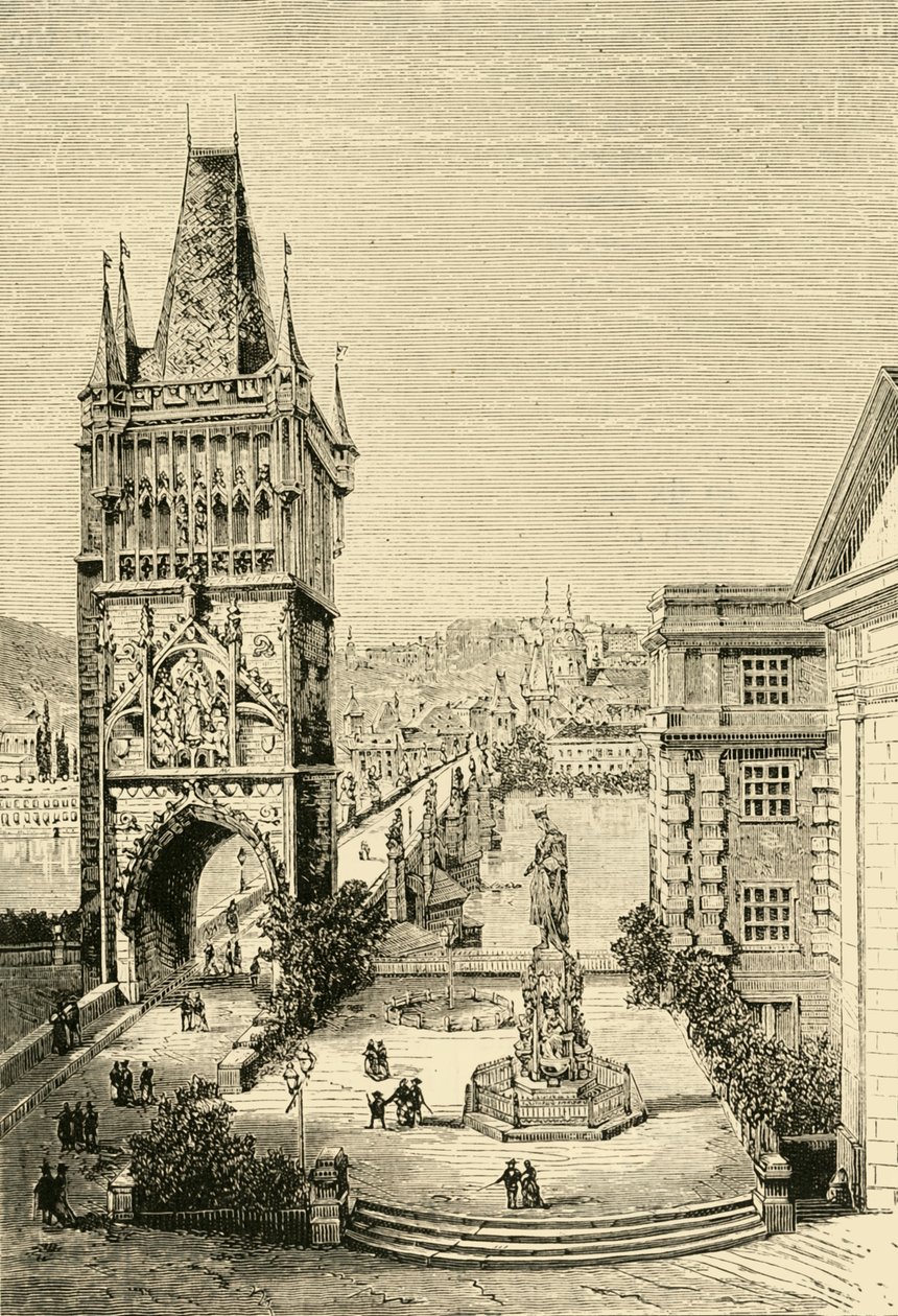 Veduta di Praga - La torre del ponte, 1890 da Unbekannt