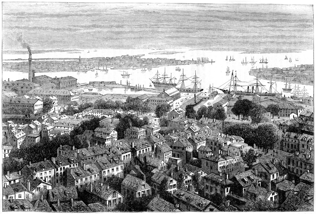 Vista di Boston da Bunkers Hill, Massachusetts, c1770s c1880 da Unbekannt
