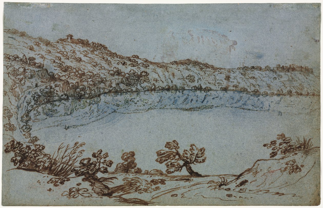 Veduta del Lago di Nemi (recto) Piccolo gruppo di rovine romane (verso) da Unbekannt
