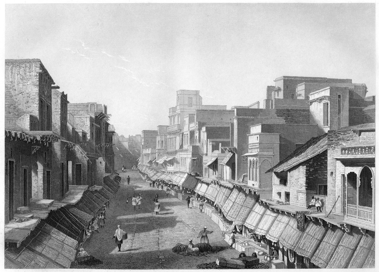 Veduta della strada principale, Agra, c1860 da Unbekannt